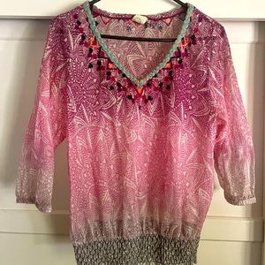 Anthropologie Akemi + Kim Multicolored Mesh Top